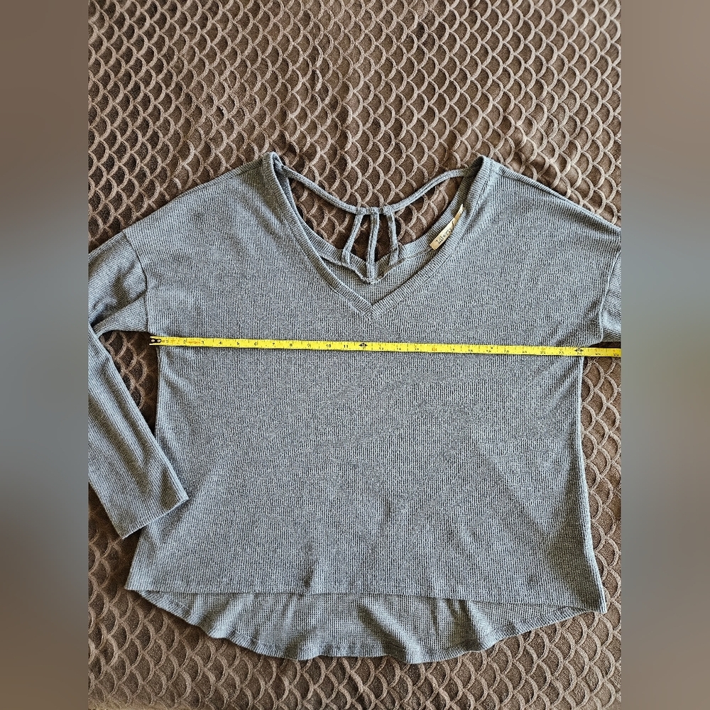 Liberty Love Waffle Knit Tank In Gray - Size XL - Picture 4 of 5